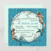 Mermaid Teal Blue Floral Bridal Shower Invites (Front/Back)