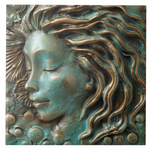 Mermaid Teal Bronze 3D Effect Ceramic Tile