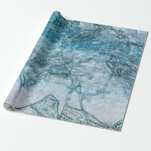 Mermaid Teal Green Nautical Ocean Waves Decoupage Wrapping Paper