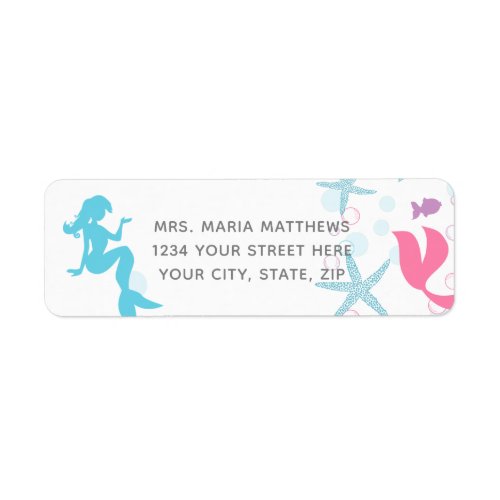 Mermaid Teal Pink Purple Address Mailing Labels