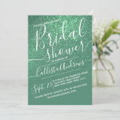 Mermaid Teal Sparkly Glitter Ombre Bridal Shower Invitation (Standing Front)