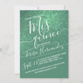 Mermaid Teal Sparkly Glitter Ombre Quinceañera Invitation (Front)
