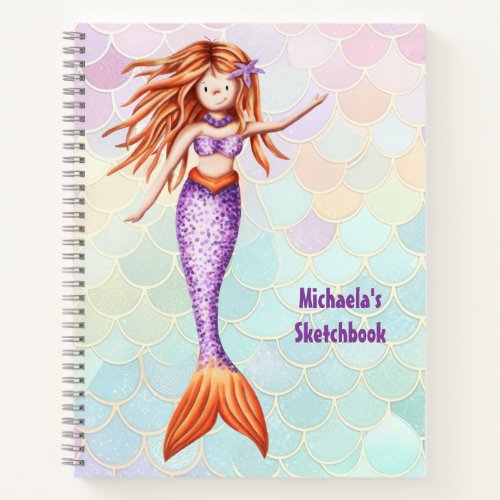 Mermaid Teen Pink Purple Sketchbook Notebook