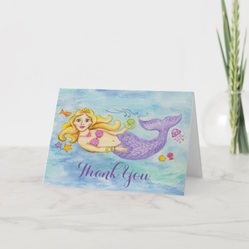 Mermaid thank you card