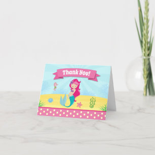 Mermaid Thank You Card Folded Note Card