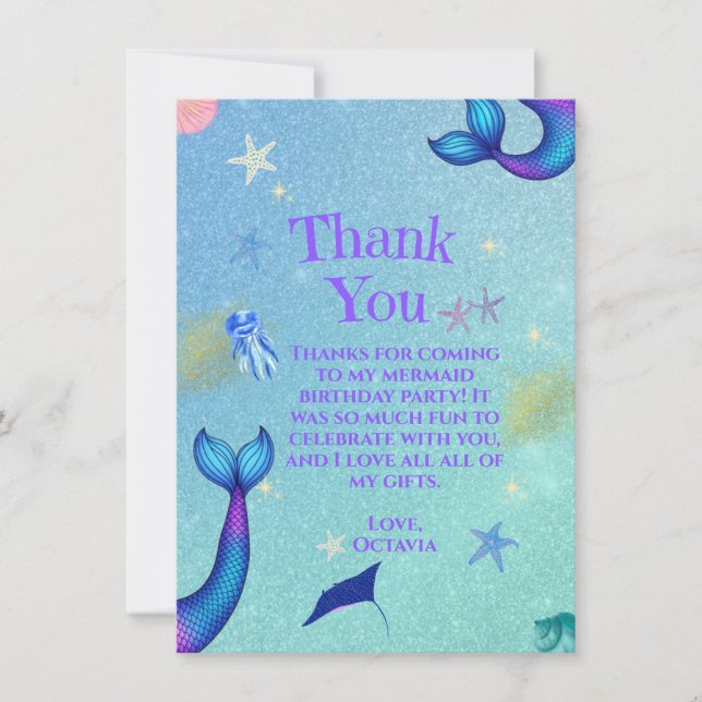 Mermaid Thank you Card | Under the Sea (Front)