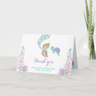 Mermaid Thank You Card Under The Sea Thank You