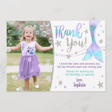 Mermaid Thank You Card - Under The Sea Thank You
