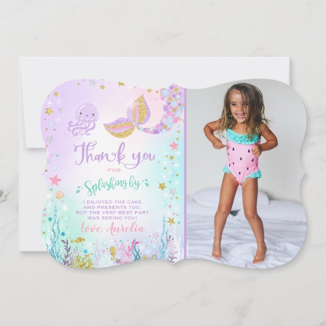 Mermaid Thank You Card Under The Sea Thank You (Front)