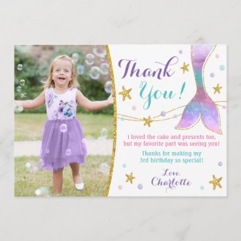 Mermaid Thank You Card - Under The Sea Thank You by PuggyPrints at Zazzle