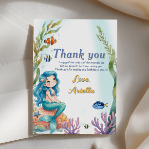 Mermaid Thank You Card Under The Sea Thank You