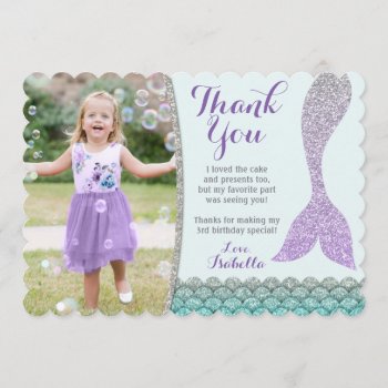 Mermaid Thank You Card - Under The Sea Thank You by PuggyPrints at Zazzle