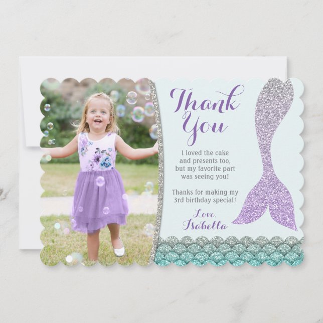 Mermaid Thank You Card - Under the Sea Thank You (Front)