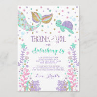 Mermaid Thank You Card Under The Sea Thank You