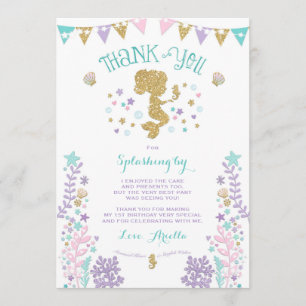 Mermaid Thank You Card Under The Sea Thank You