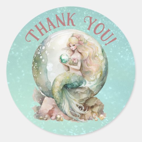 Mermaid Thank You  Classic Round Sticker