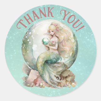 Mermaid Thank You Classic Round Sticker