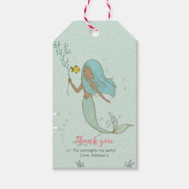 Mermaid thank you favour tags (Front)