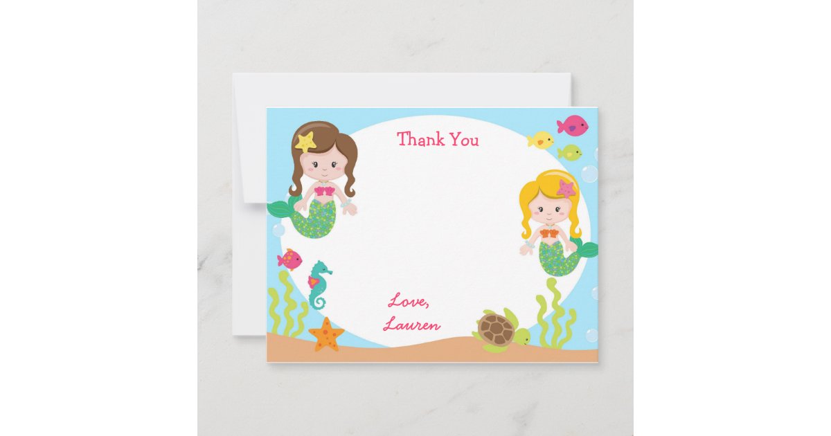 Mermaid Thank You Note Cards | Zazzle