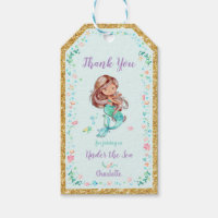 Mermaid Thank You Note Favour Gift Tags Birthday