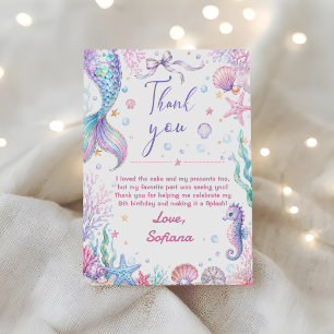 Mermaid Thanks for Splashing by Birthday Thank You Card