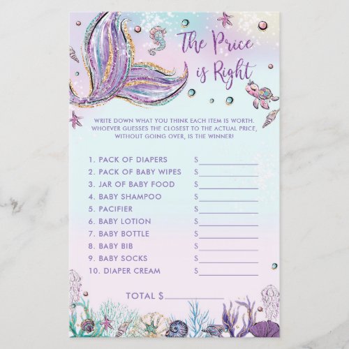 Mermaid The Price is Right Game Shower Activity