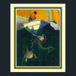 Mermaid & the Sailboat 1920 Print  16x20<br><div class="desc">Shadowland's Mermaid and the Sailboat Ca. 1920 by A.M. Hopfmueller</div>