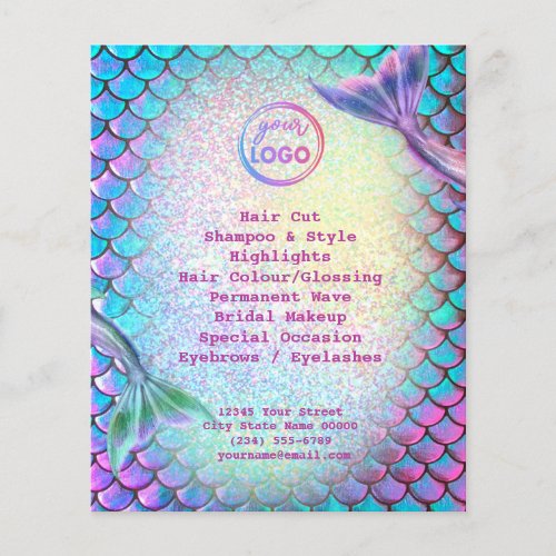 mermaid theme beauty salon flyer