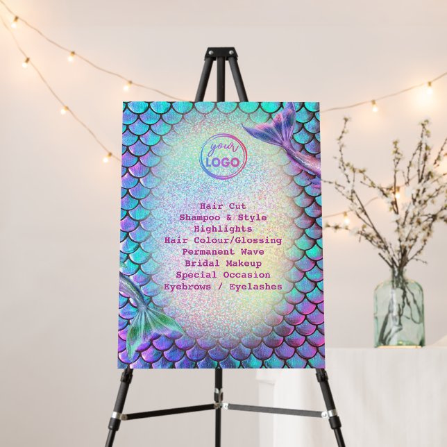 mermaid theme beauty salon pedestal sign (In Situ (Stand))