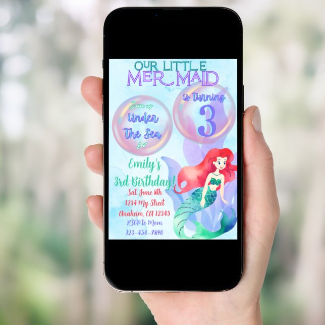 Mermaid Theme Birthday Invitation (Front Digital)