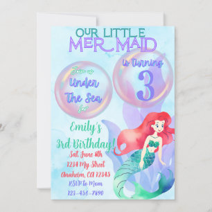 Mermaid Theme Birthday Invitation