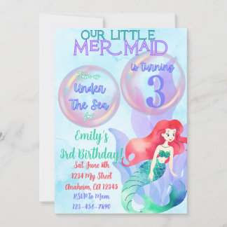 Mermaid Theme Birthday Invitation