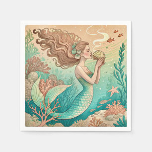 Mermaid theme party custom napkins