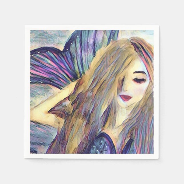 Mermaid theme party custom paper plates napkins (Front)