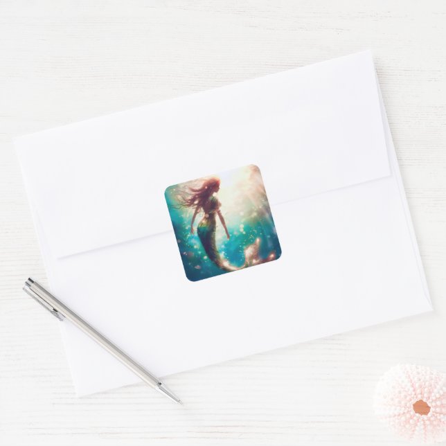 Mermaid theme party custom stickers (Envelope)