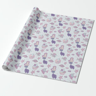 Mermaid Theme Party Pastel Teal Birthday Wrapping Paper