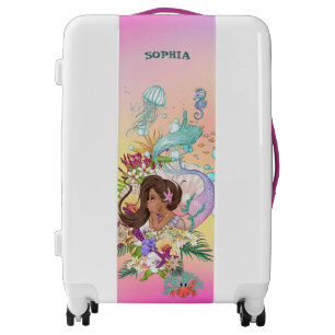 Mermaid Theme Rainbow Pink Cute Luggage