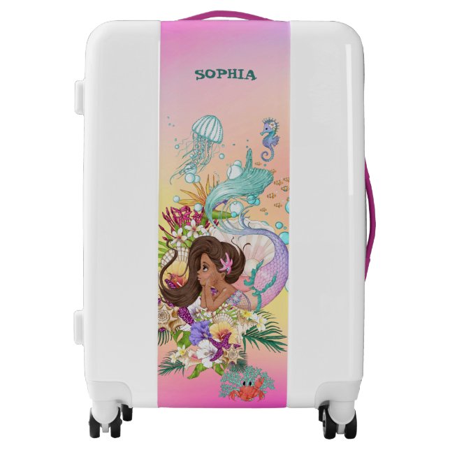 Mermaid Theme Rainbow Pink Cute  Luggage (Front)