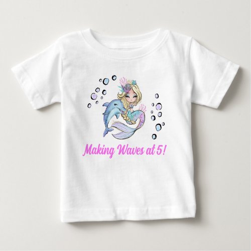 Mermaid Themed 5th Birthday T_Shirt for Kids