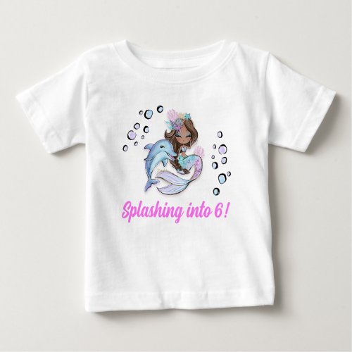 Mermaid Themed 6th Birthday T_Shirt for Kids