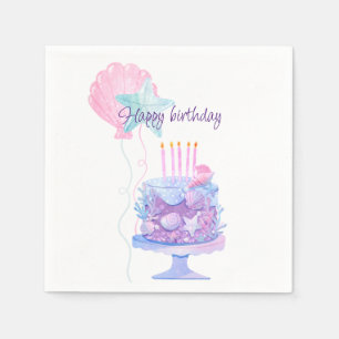 Mermaid Themed Birthday Bash Napkins