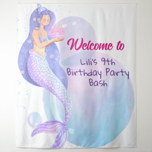Mermaid Themed Birthday Bash Tapestry