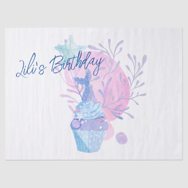 Mermaid Themed Birthday Bash  Tissue Paper (Front)