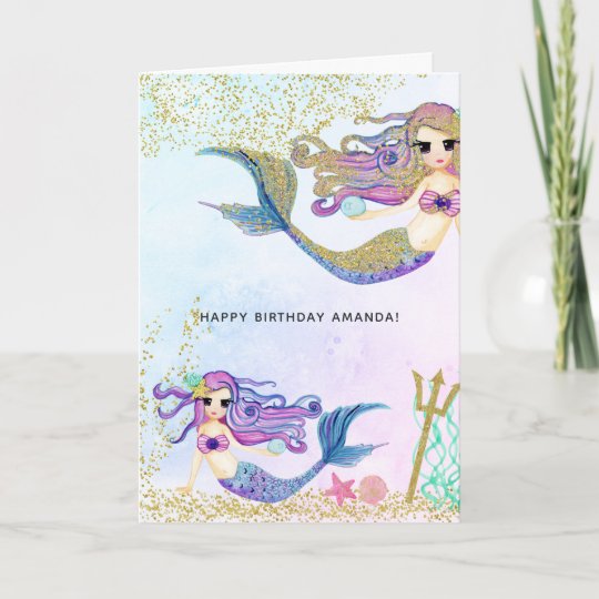 Mermaid themed Birthday Greeting Card | Zazzle.com