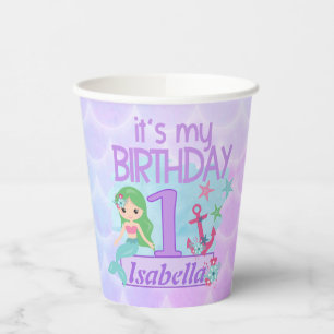 Mermaid themed birthday Paper Cups