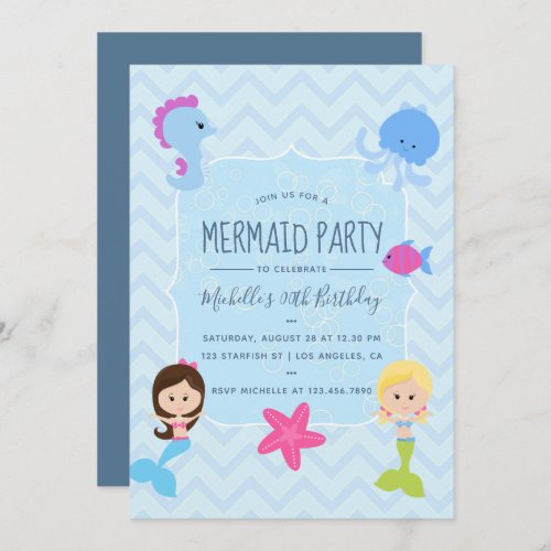 Mermaid themed Birthday Party invitation