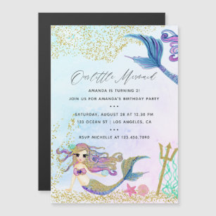 Mermaid themed Birthday Party Magnetic Invitation