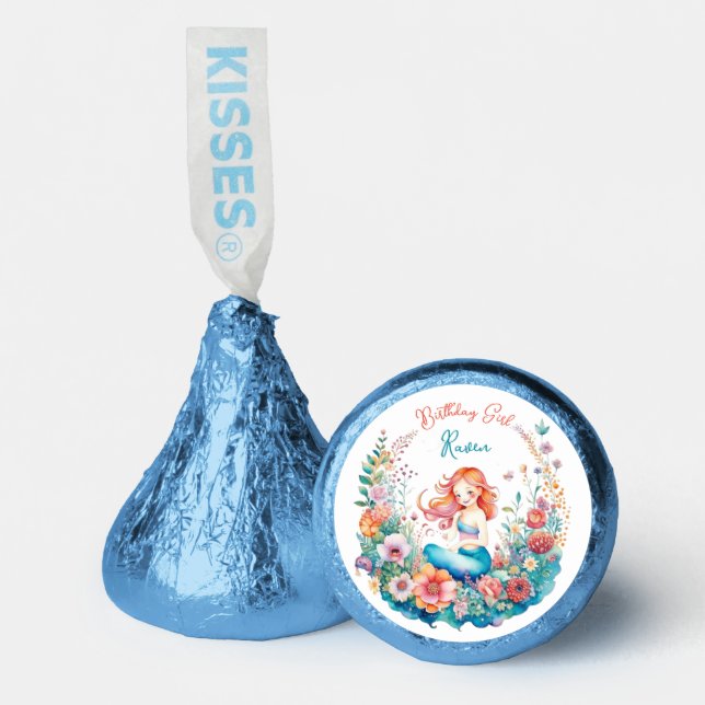 Mermaid Themed Girl's Birthday Party Treats Hershey®'s Kisses® (Front)