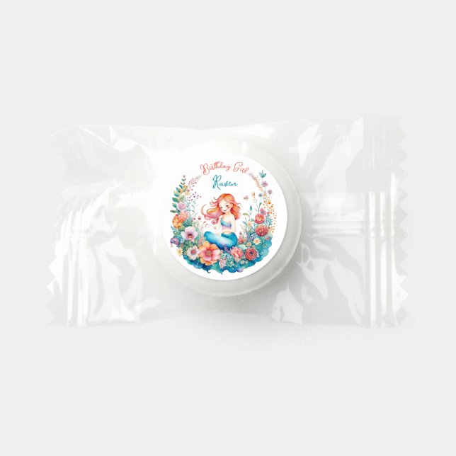 Mermaid Themed Girl's Birthday Party Treats Life Saver® Mints (Front)