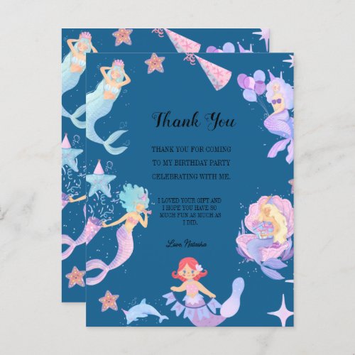 Mermaid themes Birthday partywhimsical thank you Postcard